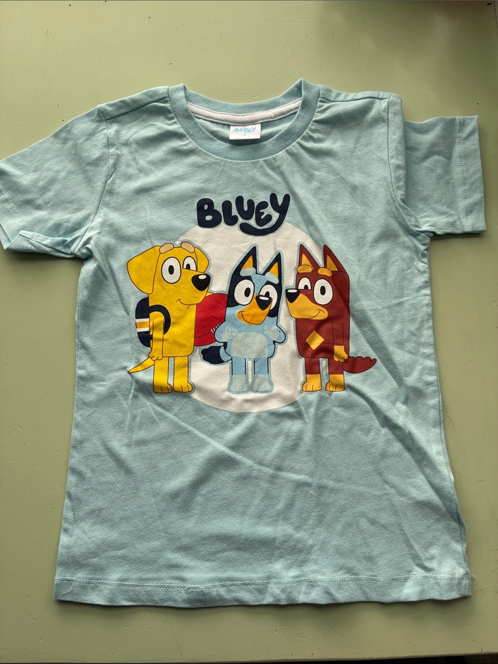 🍎5/$20 5T Bluey Crew Neck Kids T-Shirt - Light Blue